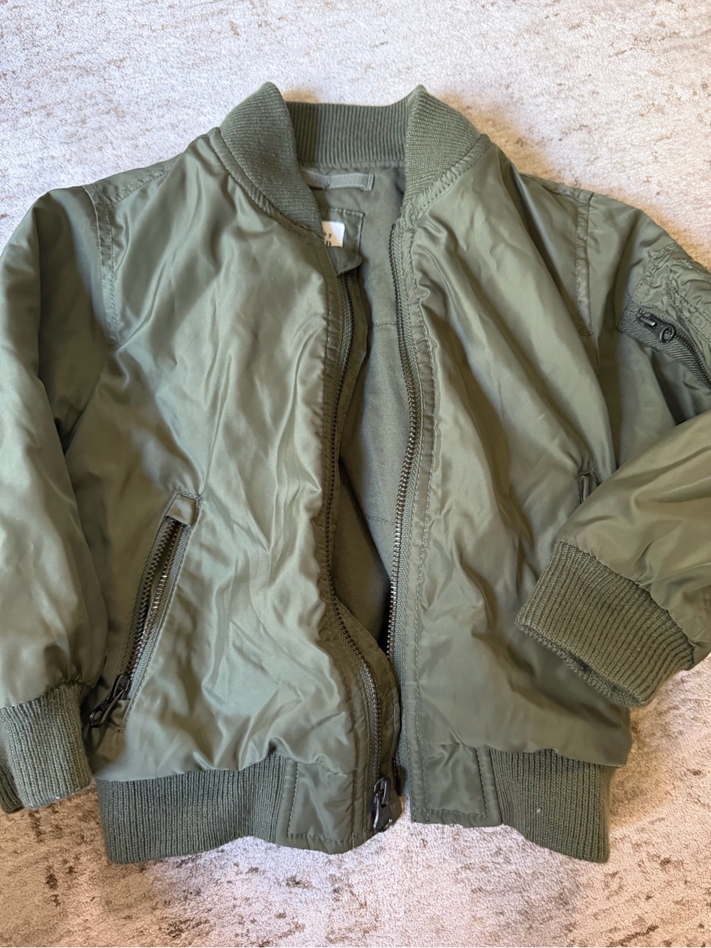 GAP Kids Olive Green Puffer Bomber Jacket - 3 years